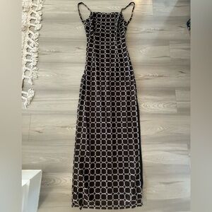 Peppermayo Brown Geometric Pattern maxi Dress